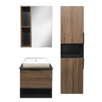 Тумба Comforty Штутгарт, 60 см, со столешницей под мрамор Калакатта Блэк и раковиной Comforty, дуб тёмно-коричневый, 00004151039 (00004151039CF)