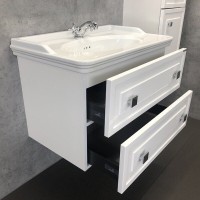 Тумба с раковиной Comfortу Феррара, 80 см, подвесная, белый глянцевый, раковина Comforty белая, 00004151060 (00004151060CF)