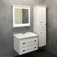 Тумба с раковиной Comfortу Феррара, 80 см, подвесная, белый глянцевый, раковина Comforty белая, 00004151060 (00004151060CF)