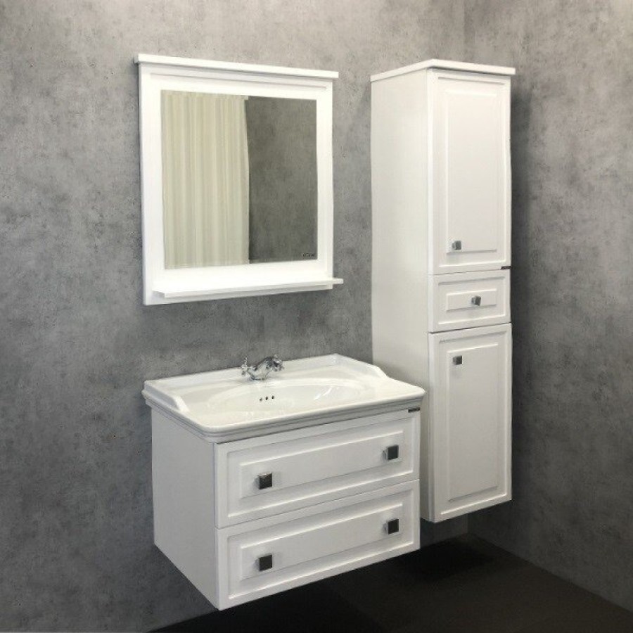 Тумба с раковиной Comfortу Феррара, 80 см, подвесная, белый глянцевый, раковина Comforty белая, 00004151060 (00004151060CF)