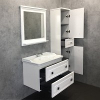 Тумба с раковиной Comfortу Феррара, 80 см, подвесная, белый глянцевый, раковина Comforty белая, 00004151060 (00004151060CF)