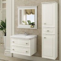 Тумба с раковиной Comfortу Феррара, 80 см, подвесная, белый глянцевый, раковина Comforty белая, 00004151060 (00004151060CF)