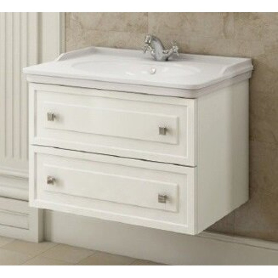 Тумба с раковиной Comfortу Феррара, 80 см, подвесная, белый глянцевый, раковина Comforty белая, 00004151060 (00004151060CF)