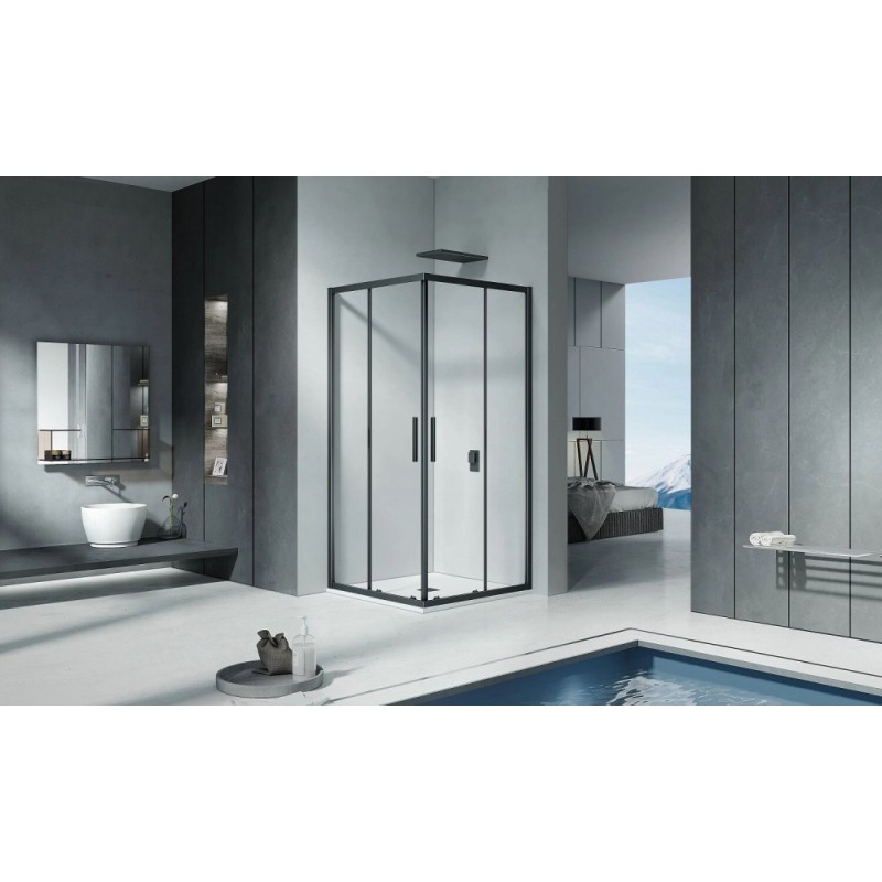 Душевое ограждение Good Door Cofe CR-80-C-B , 80 х 80 х 190 см, стекло прозрачное, профиль черный, КФ00005