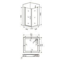 Душевое ограждение Good Door Fantasy CR -90-F-CH, 90 х 90 х 185 см, стекло прозрачное с зеркальным рисунком, хром, ФА00006