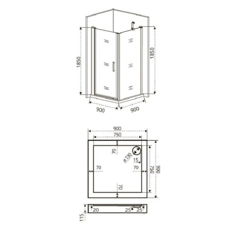 Душевое ограждение Good Door Fantasy CR -90-F-CH, 90 х 90 х 185 см, стекло прозрачное с зеркальным рисунком, хром, ФА00006