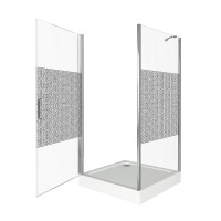 Душевое ограждение Good Door Fantasy CR -100-F-CH, 100 х 100 х 185 см, стекло прозрачное с зеркальным рисунком, хром, ФА00007