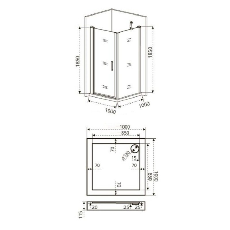 Душевое ограждение Good Door Fantasy CR -100-F-CH, 100 х 100 х 185 см, стекло прозрачное с зеркальным рисунком, хром, ФА00007