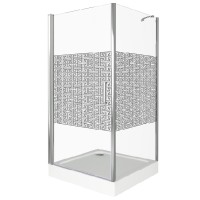 Душевое ограждение Good Door Fantasy CR -100-F-CH, 100 х 100 х 185 см, стекло прозрачное с зеркальным рисунком, хром, ФА00007