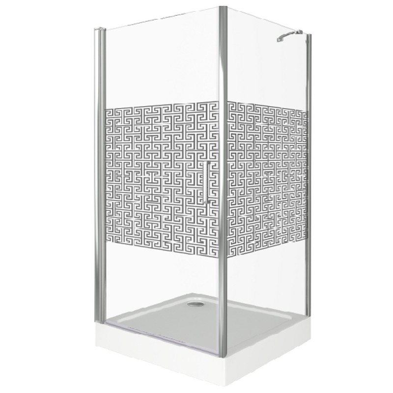 Душевое ограждение Good Door Fantasy CR -100-F-CH, 100 х 100 х 185 см, стекло прозрачное с зеркальным рисунком, хром, ФА00007