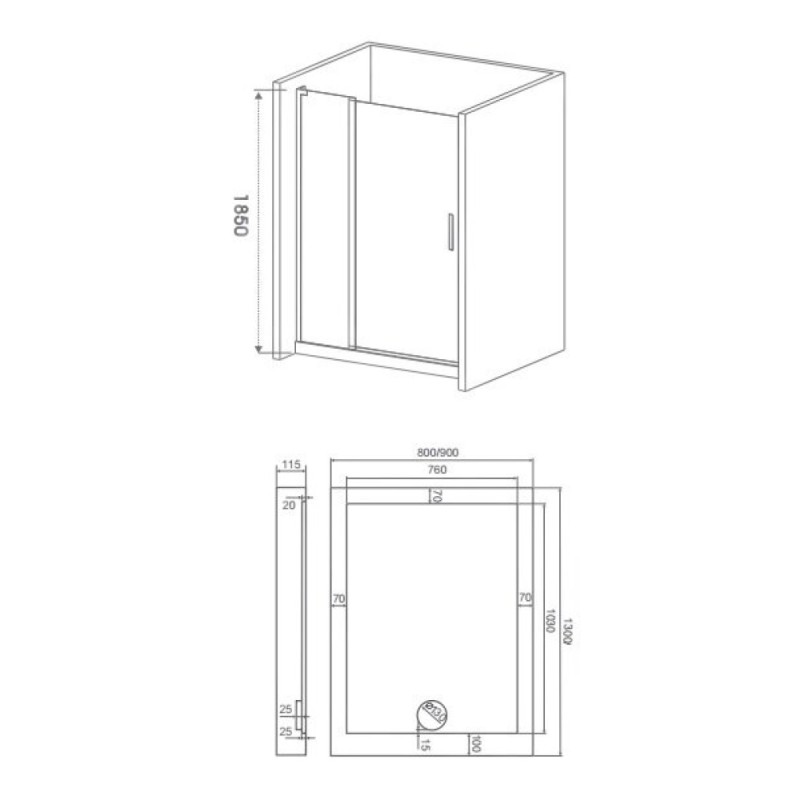 Душевая дверь в нишу Good Door Mokka WTW-130-C-WE, 130 х 185 см, стекло прозрачное, белый, МК00007