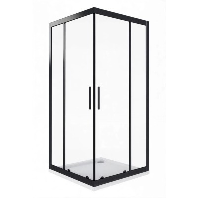 Душевое ограждение Good Door Cofe CR-100-C-B, 100 х 100 х 190 см, стекло прозрачное, профиль черный, КФ00007