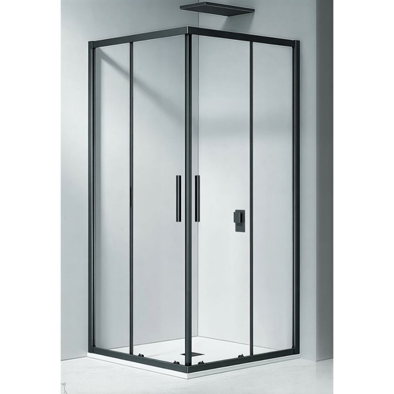 Душевое ограждение Good Door Cofe CR-100-C-B, 100 х 100 х 190 см, стекло прозрачное, профиль черный, КФ00007