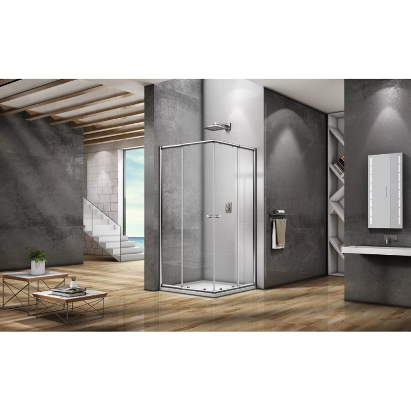 Душевое ограждение Good Door Lira CR-100-C-CH, 100 х 100 х 185 см, стекло прозрачное, профиль хром, ЛИ00007