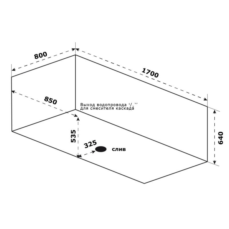 Ванна из искусственного камня Good Door Мадрид 170 x 80 см, серый, ВА00007
