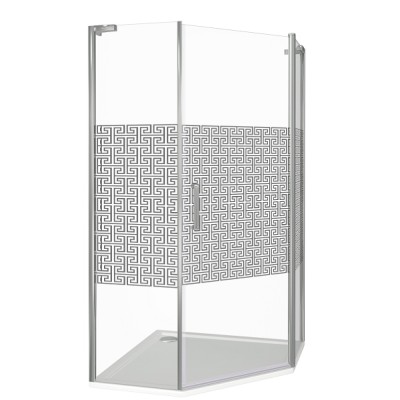 Душевое ограждение Good Door Fantasy PNT -100-F-CH, 100 х 100 х 185 см, стекло прозрачное с зеркальным рисунком, хром, ФА00008
