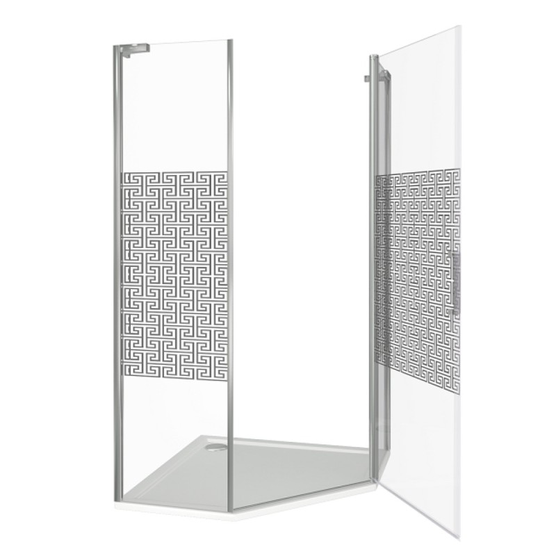 Душевое ограждение Good Door Fantasy PNT -100-F-CH, 100 х 100 х 185 см, стекло прозрачное с зеркальным рисунком, хром, ФА00008