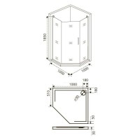 Душевое ограждение Good Door Fantasy PNT -100-F-CH, 100 х 100 х 185 см, стекло прозрачное с зеркальным рисунком, хром, ФА00008