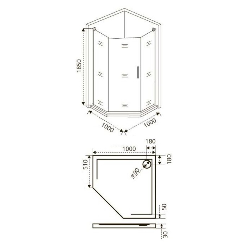 Душевое ограждение Good Door Fantasy PNT -100-F-CH, 100 х 100 х 185 см, стекло прозрачное с зеркальным рисунком, хром, ФА00008