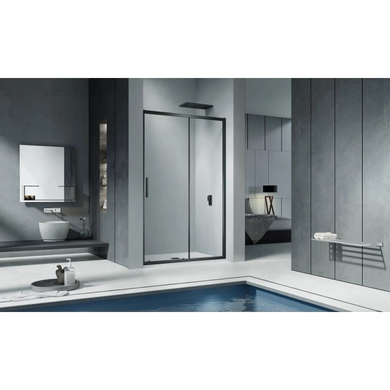 Душевая дверь Good Door Cofe WTW-120-C-B, 120 х 190 см, стекло прозрачное, профиль черный, КФ00011