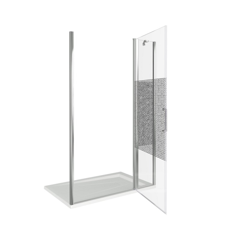 Душевая дверь в нишу Good Door Fantasy WTW-130-F-CH, 130 х 185 см, стекло прозрачное с зеркальным рисунком, хром, ФА00014