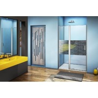 Душевая дверь в нишу Good Door Fantasy WTW-130-F-CH, 130 х 185 см, стекло прозрачное с зеркальным рисунком, хром, ФА00014