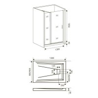 Душевая дверь в нишу Good Door Fantasy WTW-130-F-CH, 130 х 185 см, стекло прозрачное с зеркальным рисунком, хром, ФА00014