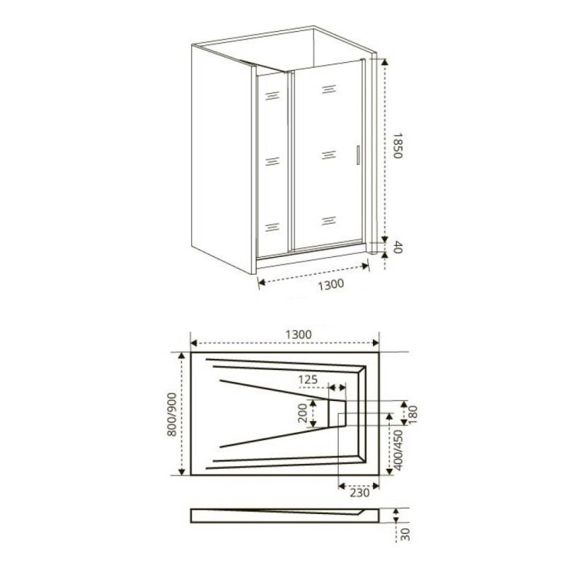 Душевая дверь в нишу Good Door Fantasy WTW-130-F-CH, 130 х 185 см, стекло прозрачное с зеркальным рисунком, хром, ФА00014