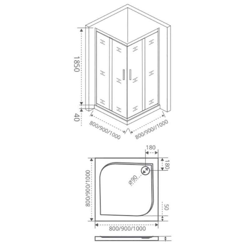 Душевое ограждение Good Door Infinity CR -80-C-CH, 80 х 80 х 185 см, стекло прозрачное, хром, ИН00014