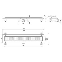 Дренажный канал Good Door ТЛ00015, 55 см, с решёткой, серый