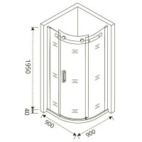Душевое ограждение Good Door Galaxy R-90-C-B, 90 х 90 х 195 см, стекло прозрачное, профиль черный, ГЛ00016