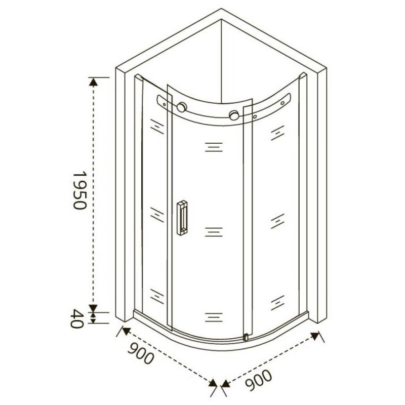 Душевое ограждение Good Door Galaxy R-90-C-B, 90 х 90 х 195 см, стекло прозрачное, профиль черный, ГЛ00016
