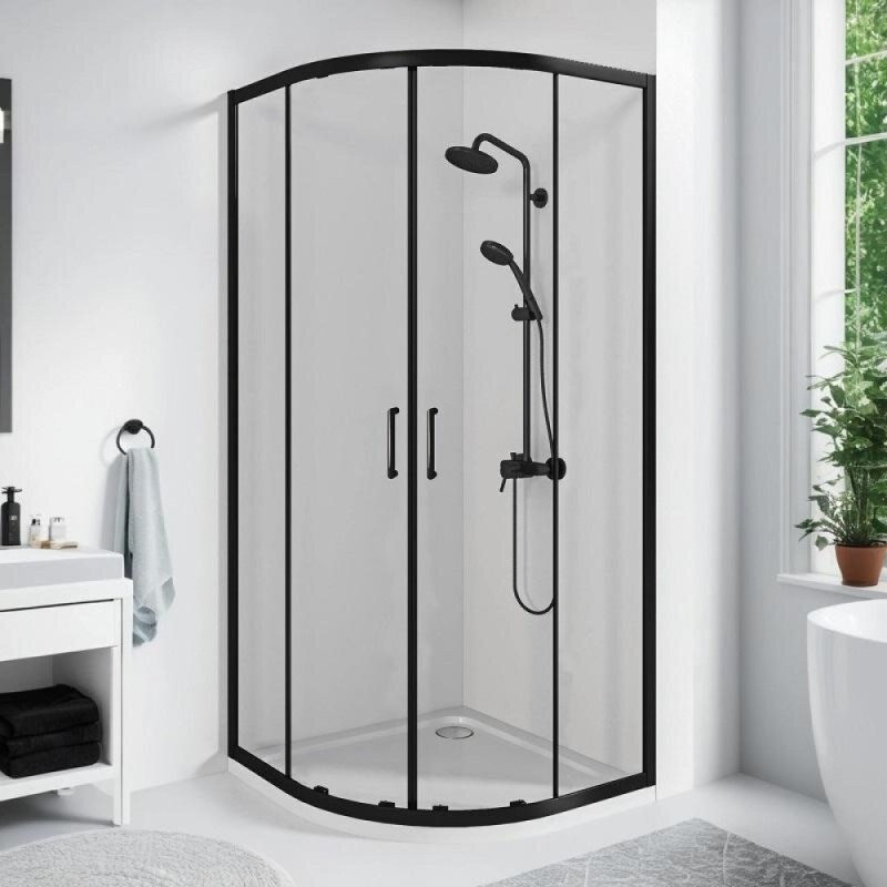 Душевой уголок Good Door Cube R-90-C-B, КУ00017, 90 х 90 см, стекло прозрачное, профиль чёрный