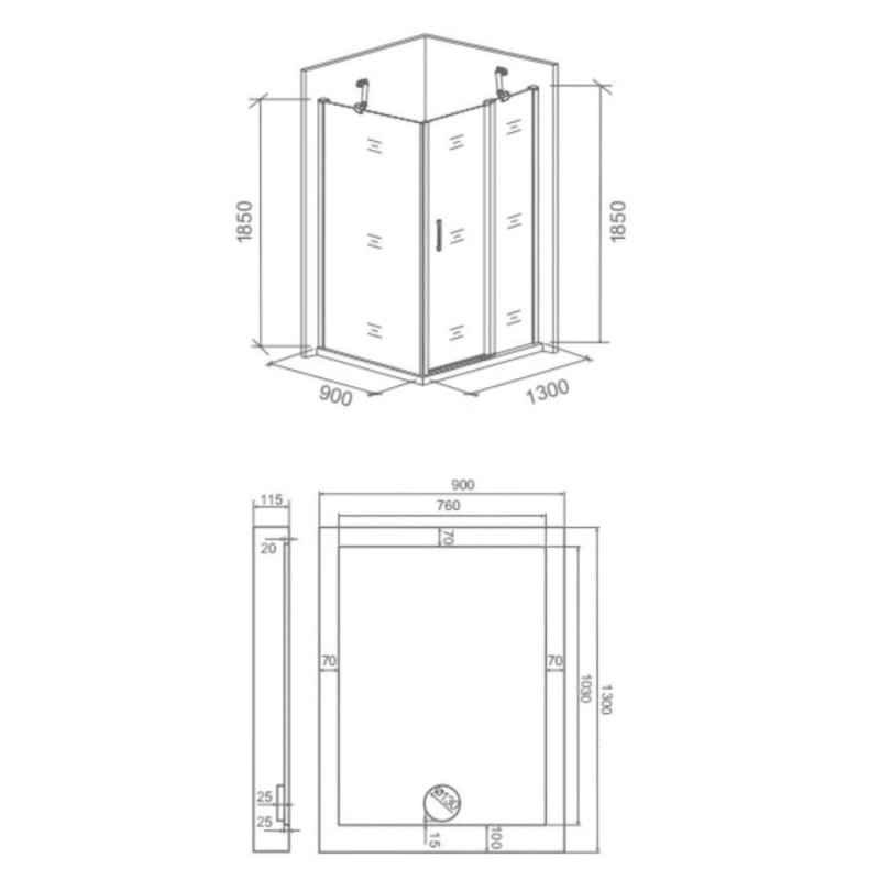 Душевой уголок Good Door Pandora WCD130*90, ПД00017, 130 х 90 см, стекло прозрачное, профиль хром