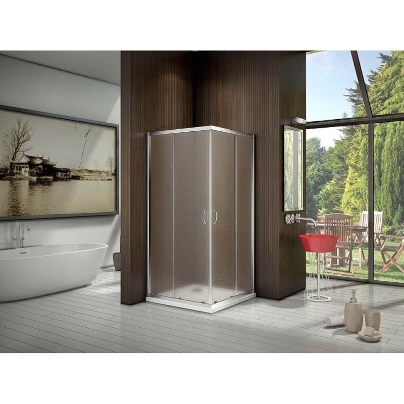 Душевое ограждение Good Door Latte CR -80-G-WE, 80 х 80 х 185 см, стекло матовое Грейп, белый, ЛА00018