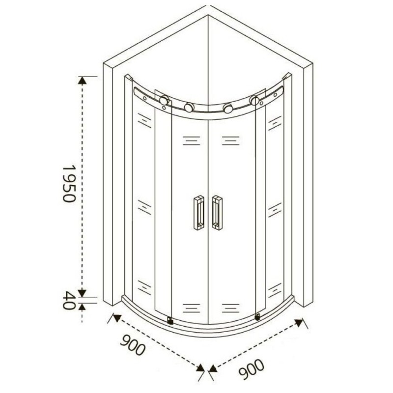 Душевое ограждение Good Door Galaxy R-TD-90-C-B, 90 х 90 х 195 см, стекло прозрачное, профиль черный, ГЛ00018