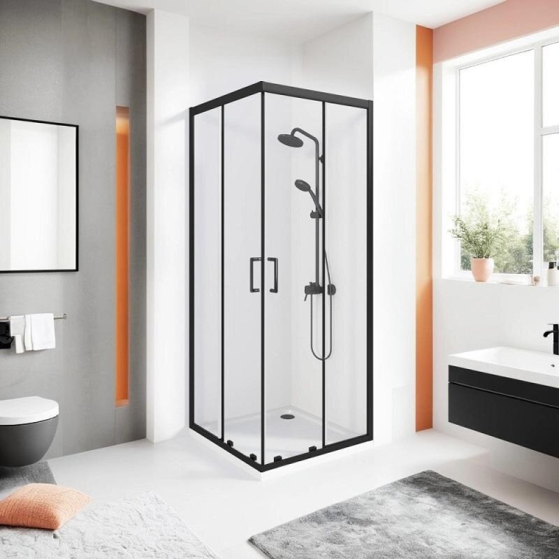 Душевой уголок Good Door Cube CR-80-C-B, КУ00019, 80 х 80 см, стекло прозрачное, профиль чёрный