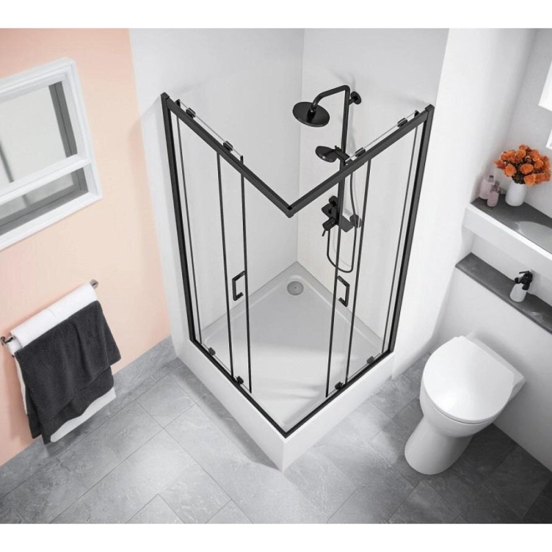 Душевой уголок Good Door Cube CR-80-C-B, КУ00019, 80 х 80 см, стекло прозрачное, профиль чёрный