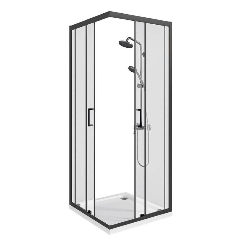 Душевой уголок Good Door Cube CR-80-C-B, КУ00019, 80 х 80 см, стекло прозрачное, профиль чёрный