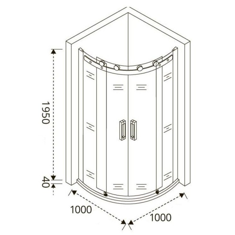 Душевое ограждение Good Door Galaxy R-TD-100-C-B, 100 х 100 х 195 см, стекло прозрачное, профиль черный, ГЛ00019