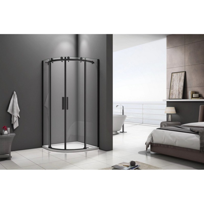 Душевое ограждение Good Door Galaxy R-TD-100-C-B, 100 х 100 х 195 см, стекло прозрачное, профиль черный, ГЛ00019