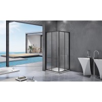 Душевое ограждение Good Door Idea CR-90-C-B, 90 х 90 х 195 см, стекло прозрачное, профиль черный, ИД00019