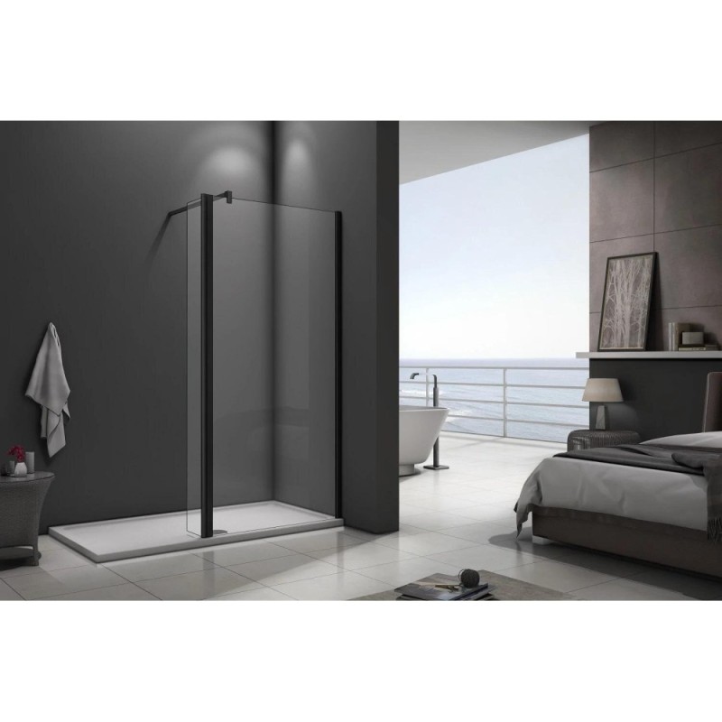 Душевая стенка Good Door Walk In SP2-80-C-B, ВИ00021, 80 см, свободный вход, стекло прозрачное, профиль чёрный