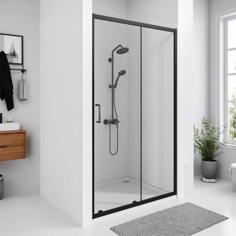 Душевая дверь Good Door Cube WTW-110-C-B, КУ00026, 110 см, стекло прозрачное, профиль чёрный