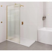 Душевая стенка Good Door Walk In SP-80-W-BG, ВИ00028, 80 см, свободный вход, стекло Волна, профиль золото матовое