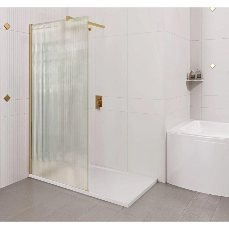 Душевая стенка Good Door Walk In SP-90-W-BG, ВИ00029, 90 см, свободный вход, стекло Волна, профиль золото матовое