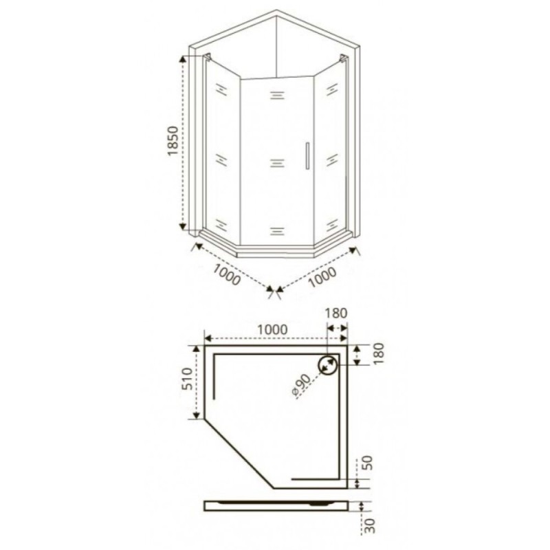 Душевое ограждение Good Door Fantasy PNT-100-C-CH, 100 х 100 х 185 см, стекло прозрачное, профиль хром, ФА00030
