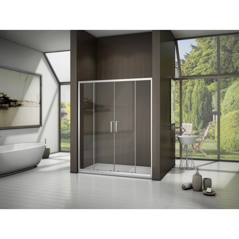 Душевая дверь Good Door Latte WTW-TD-170-C-WE, 170 х 185 см, стекло прозрачное, профиль белый, ЛА00032