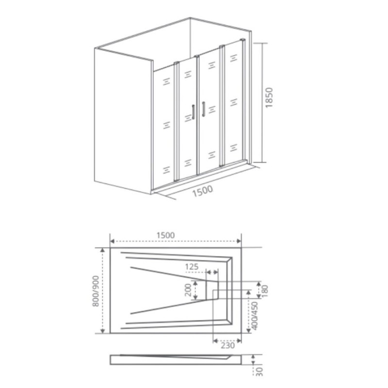 Душевая дверь в нишу Good Door Infinity WTW-TD-150-G-CH 150 х 185 см, стекло матовое Грейп, хром, ИН00035