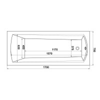 Ванна акриловая Bas Pro Бали БАВ0004, 170 x 75 см, белый